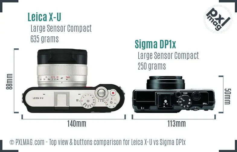 Leica X-U vs Sigma DP1x top view buttons comparison