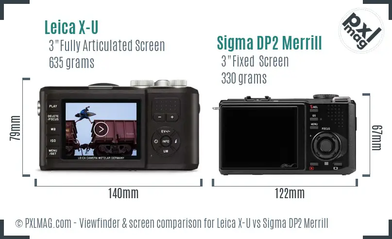 Leica X-U vs Sigma DP2 Merrill Screen and Viewfinder comparison