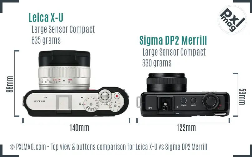 Leica X-U vs Sigma DP2 Merrill top view buttons comparison