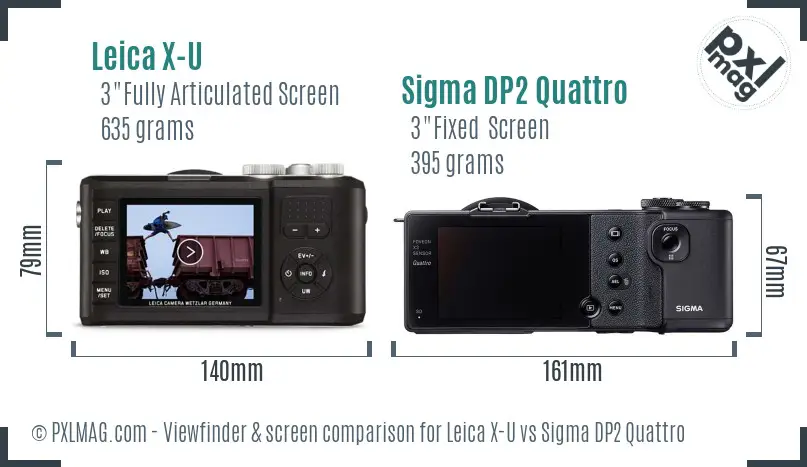 Leica X-U vs Sigma DP2 Quattro Screen and Viewfinder comparison