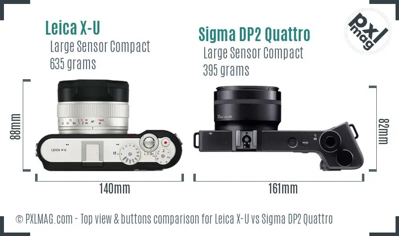Leica X-U vs Sigma DP2 Quattro top view buttons comparison