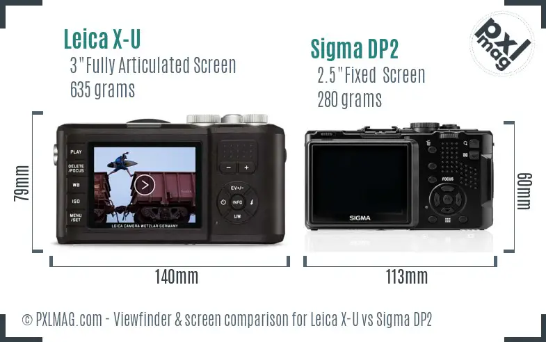Leica X-U vs Sigma DP2 Screen and Viewfinder comparison