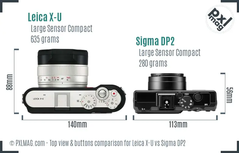 Leica X-U vs Sigma DP2 top view buttons comparison