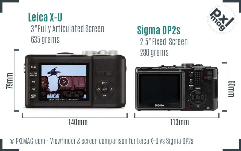 Leica X-U vs Sigma DP2s Screen and Viewfinder comparison