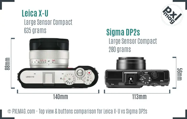 Leica X-U vs Sigma DP2s top view buttons comparison