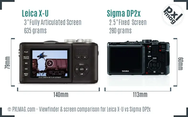 Leica X-U vs Sigma DP2x Screen and Viewfinder comparison
