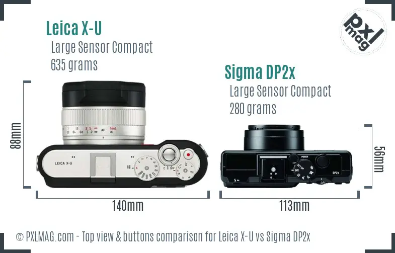 Leica X-U vs Sigma DP2x top view buttons comparison