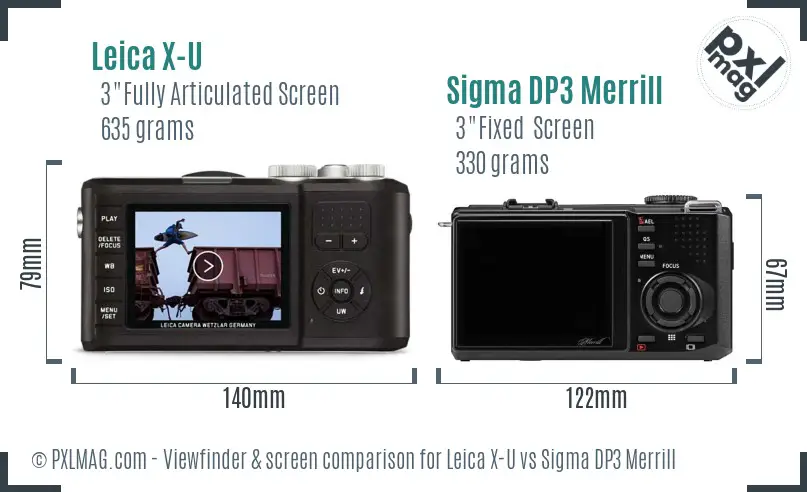Leica X-U vs Sigma DP3 Merrill Screen and Viewfinder comparison