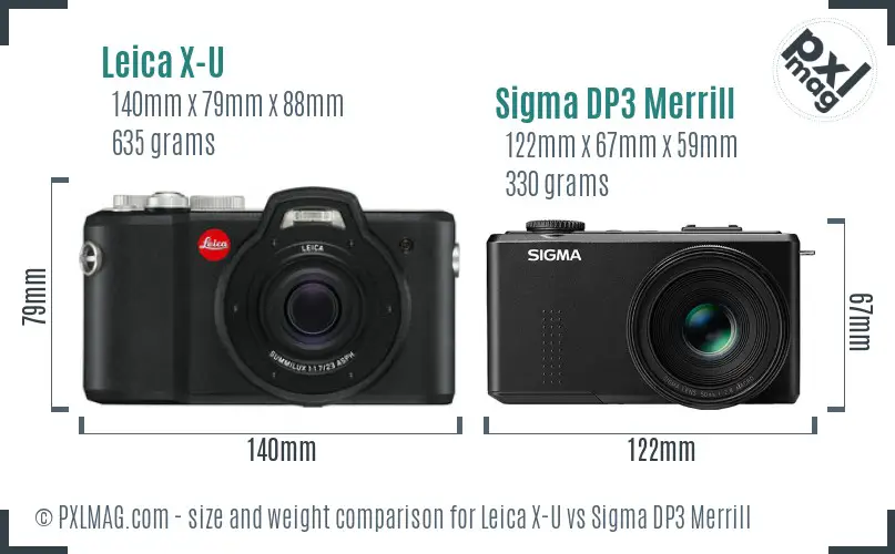 Leica X-U vs Sigma DP3 Merrill size comparison
