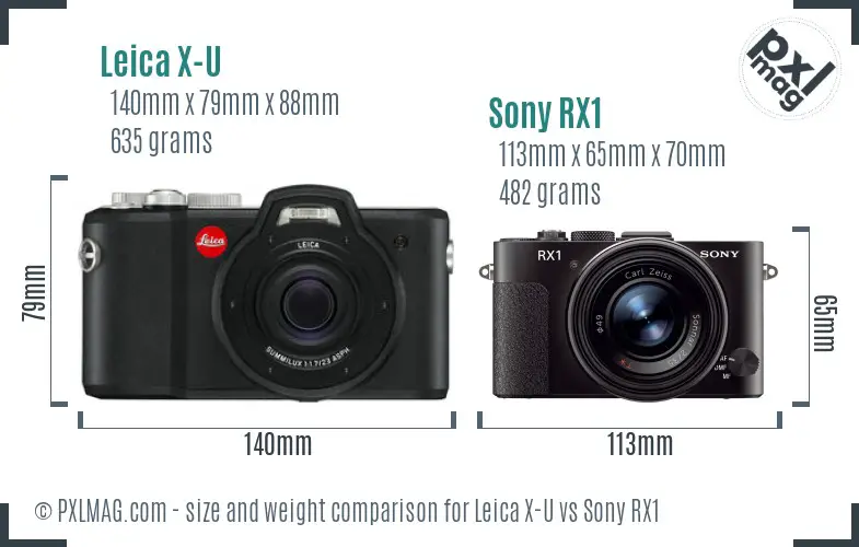 Leica X-U vs Sony RX1 size comparison