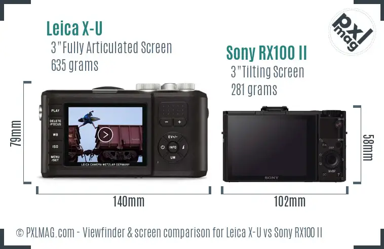 Leica X-U vs Sony RX100 II Screen and Viewfinder comparison