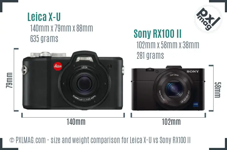 Leica X-U vs Sony RX100 II size comparison