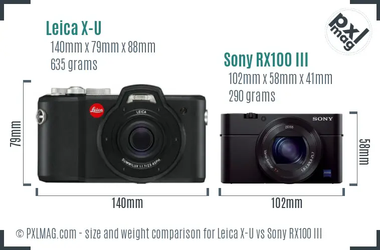Leica X-U vs Sony RX100 III size comparison