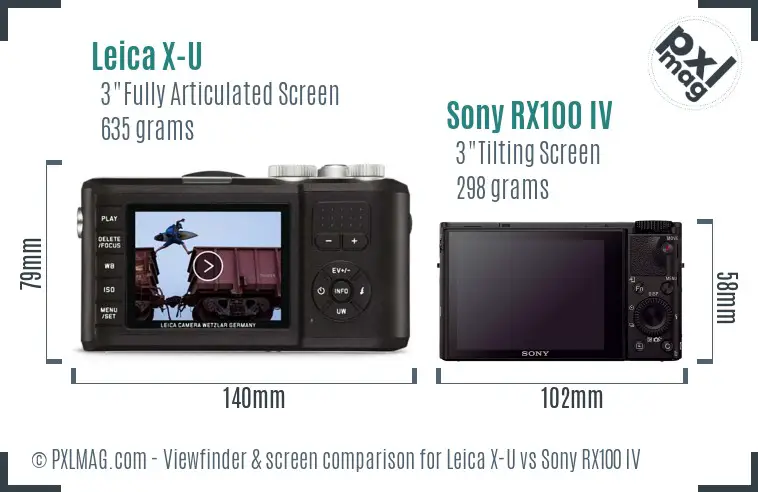 Leica X-U vs Sony RX100 IV Screen and Viewfinder comparison