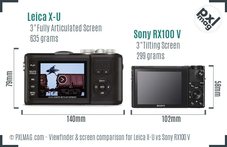 Leica X-U vs Sony RX100 V Screen and Viewfinder comparison