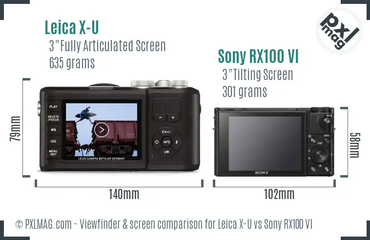 Leica X-U vs Sony RX100 VI Screen and Viewfinder comparison