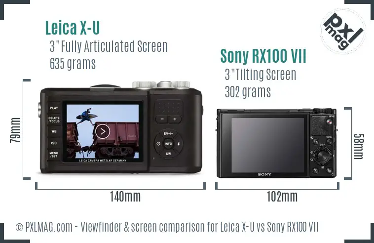 Leica X-U vs Sony RX100 VII Screen and Viewfinder comparison