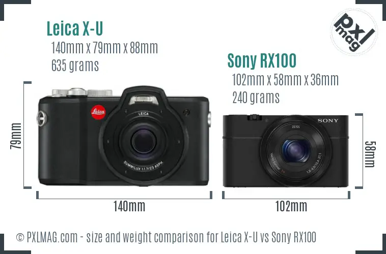 Leica X-U vs Sony RX100 size comparison