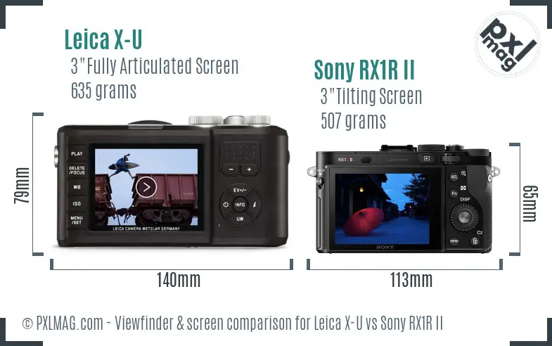 Leica X-U vs Sony RX1R II Screen and Viewfinder comparison