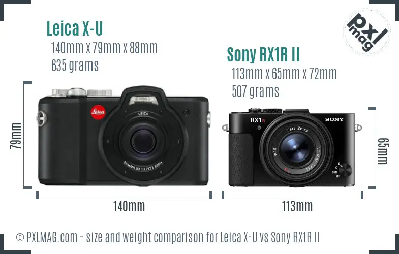 Leica X-U vs Sony RX1R II size comparison