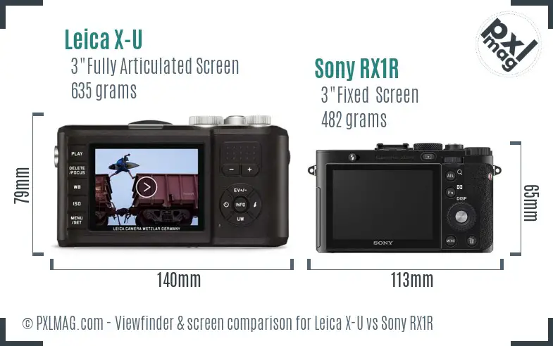 Leica X-U vs Sony RX1R Screen and Viewfinder comparison