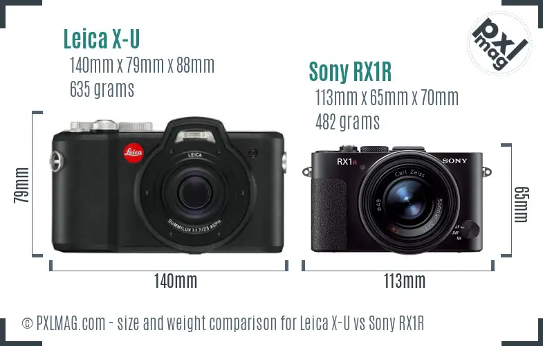 Leica X-U vs Sony RX1R size comparison