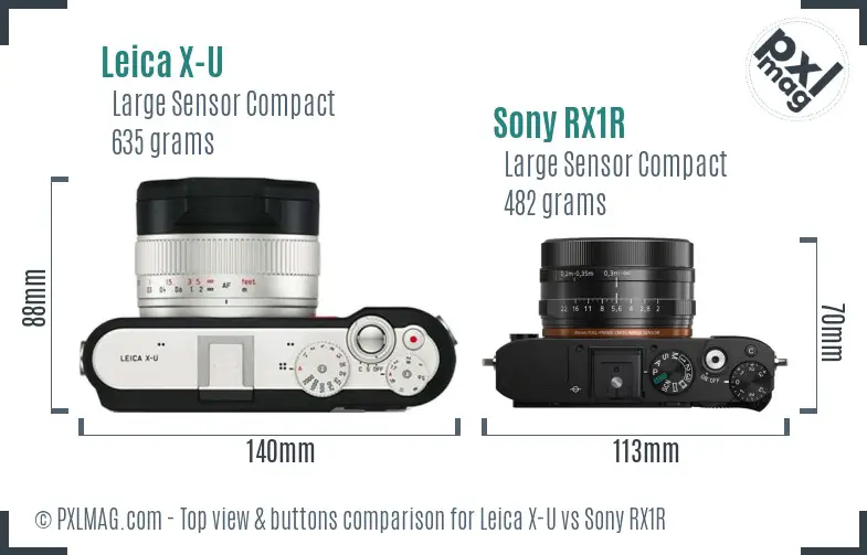 Leica X-U vs Sony RX1R top view buttons comparison