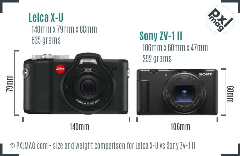 Leica X-U vs Sony ZV-1 II size comparison