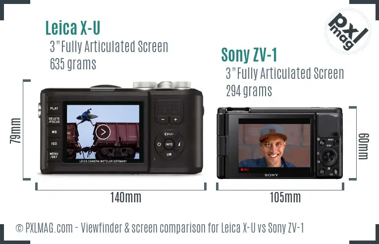 Leica X-U vs Sony ZV-1 Screen and Viewfinder comparison