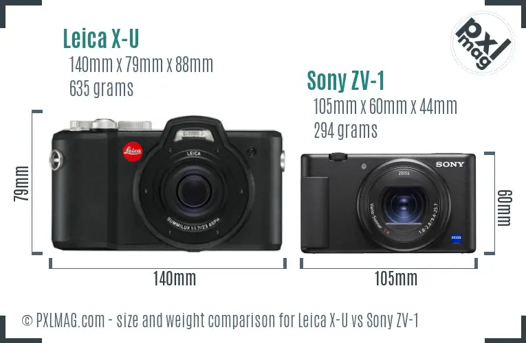 Leica X-U vs Sony ZV-1 size comparison