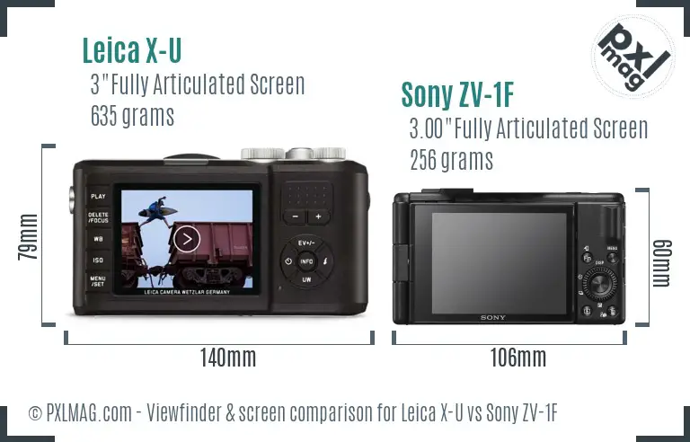 Leica X-U vs Sony ZV-1F Screen and Viewfinder comparison