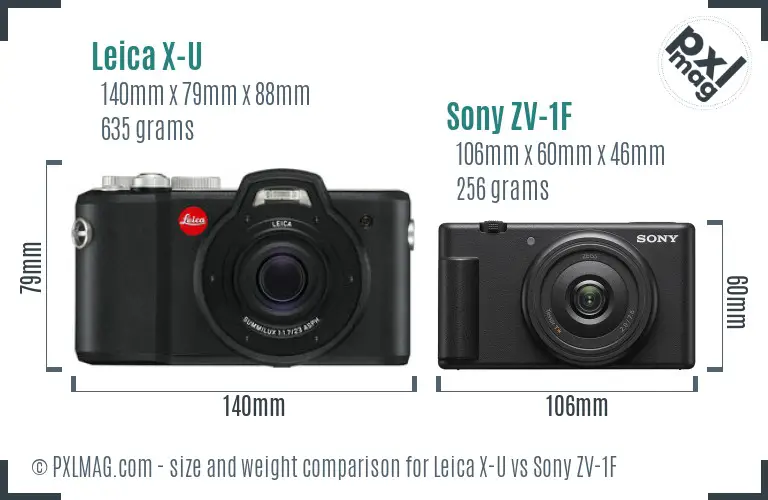 Leica X-U vs Sony ZV-1F size comparison