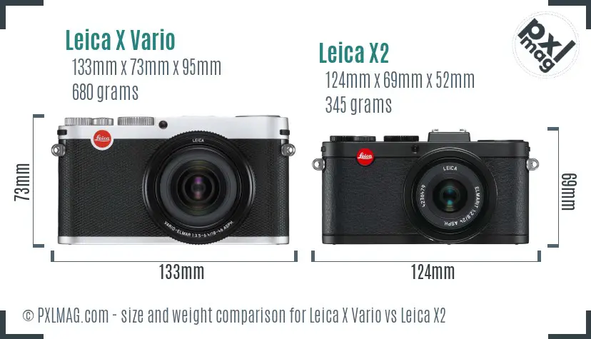 Leica X Vario vs Leica X2 size comparison