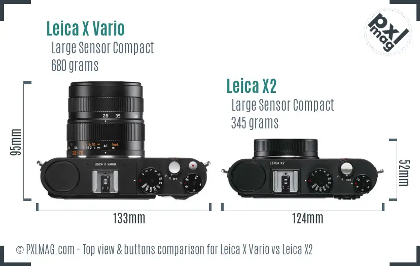 Leica X Vario vs Leica X2 top view buttons comparison