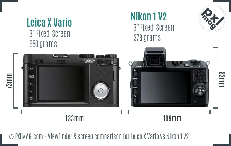 Leica X Vario vs Nikon 1 V2 Screen and Viewfinder comparison