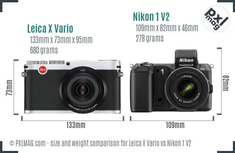 Leica X Vario vs Nikon 1 V2 size comparison