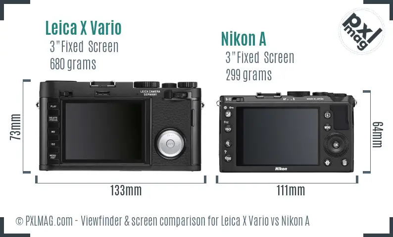Leica X Vario vs Nikon A Screen and Viewfinder comparison