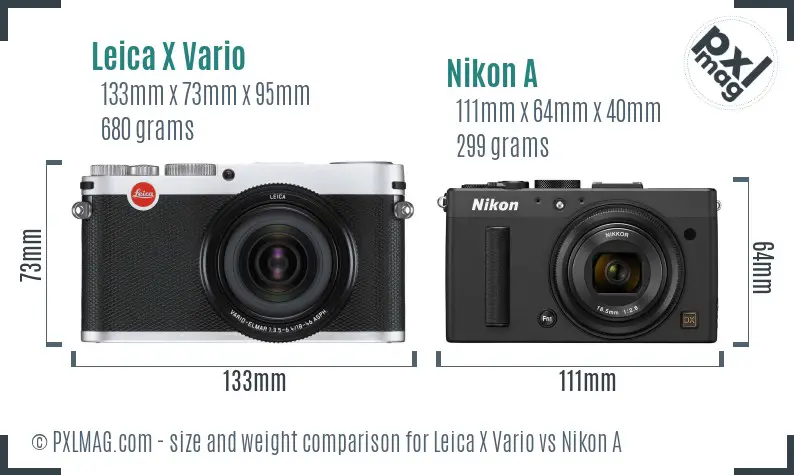Leica X Vario vs Nikon A size comparison