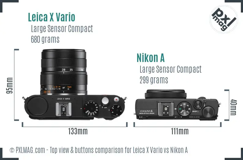 Leica X Vario vs Nikon A top view buttons comparison