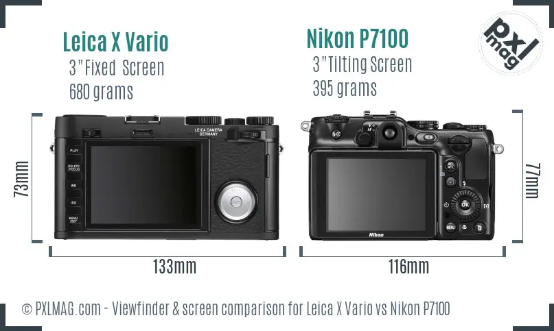 Leica X Vario vs Nikon P7100 Screen and Viewfinder comparison