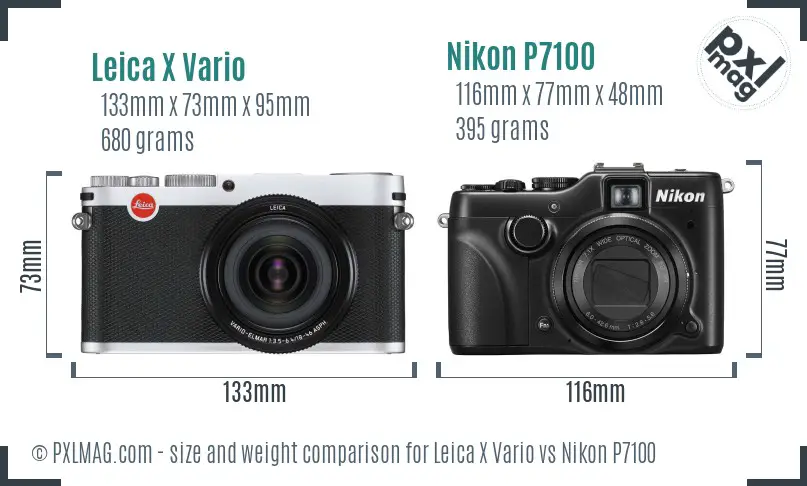 Leica X Vario vs Nikon P7100 size comparison