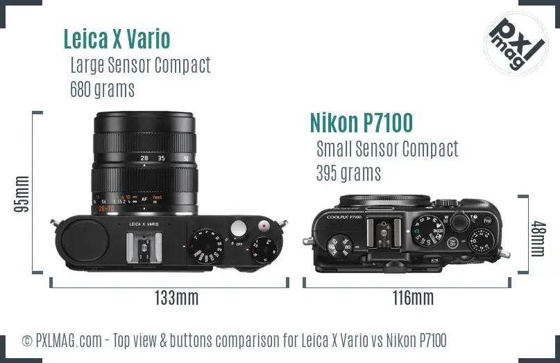 Leica X Vario vs Nikon P7100 top view buttons comparison