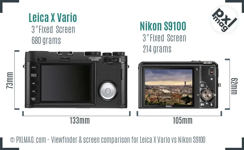 Leica X Vario vs Nikon S9100 Screen and Viewfinder comparison