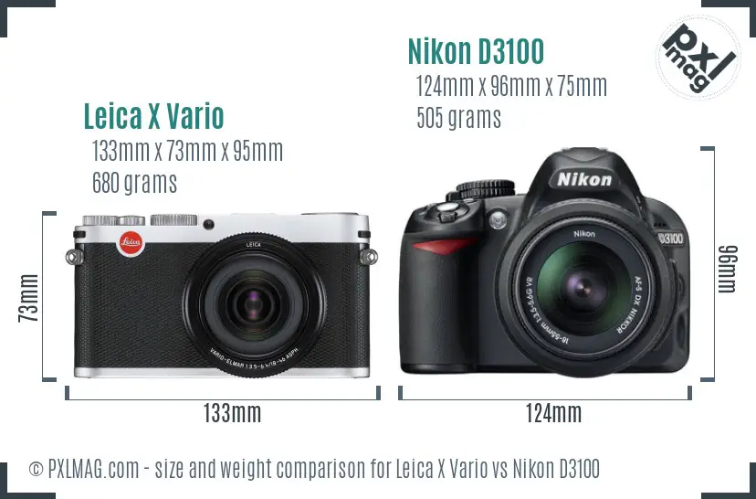 Leica X Vario vs Nikon D3100 size comparison