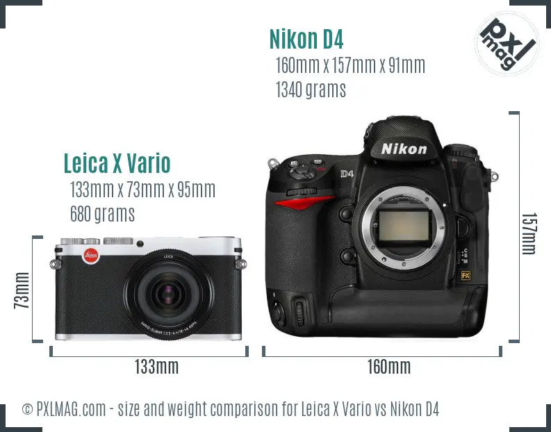 Leica X Vario vs Nikon D4 size comparison