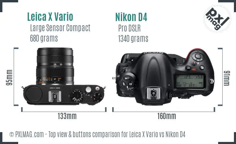Leica X Vario vs Nikon D4 top view buttons comparison