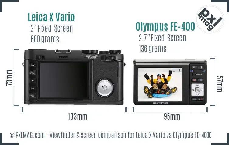 Leica X Vario vs Olympus FE-4000 Screen and Viewfinder comparison