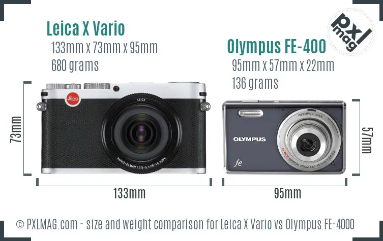 Leica X Vario vs Olympus FE-4000 size comparison