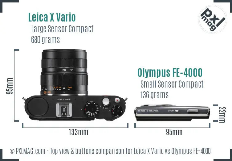 Leica X Vario vs Olympus FE-4000 top view buttons comparison