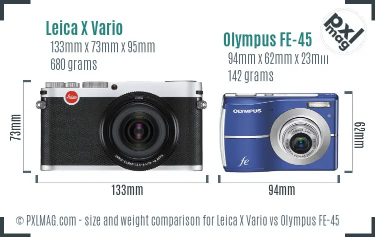 Leica X Vario vs Olympus FE-45 size comparison